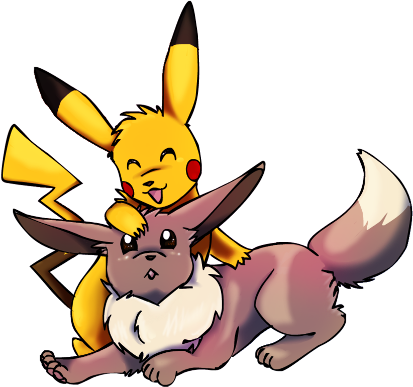 Drawn Pikachu Eevee - Eevee Love Pokemon Pikachu (894x894)