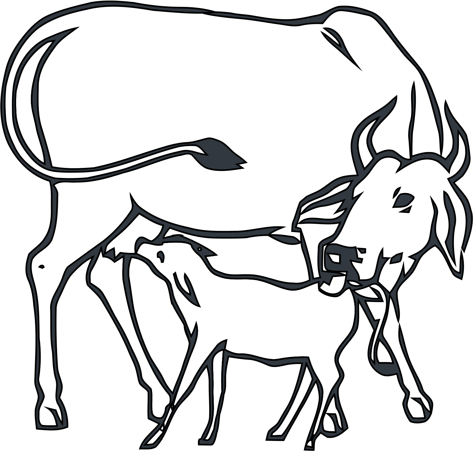 Cow Clipart India - Congress Symbol Cow And Calf (2000x1793)