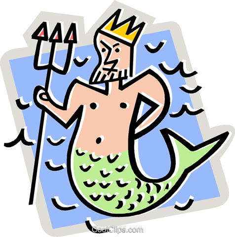 Neptune With Trident Royalty Free Vector Clip Art Illustration - Triton Greek Mythology (476x480)