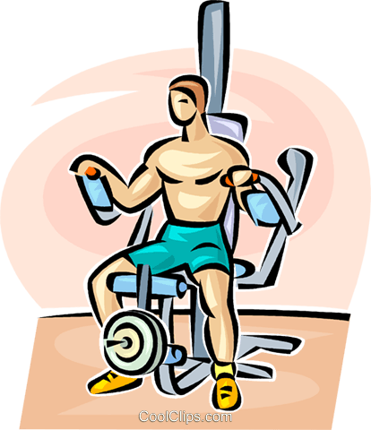 Man Working Out Royalty Free Vector Clip Art Illustration - Man Working Out Royalty Free Vector Clip Art Illustration (414x480)