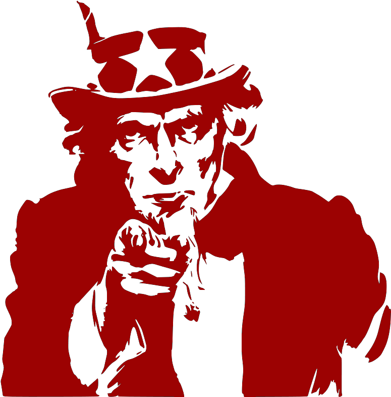Uncle Sam Pointing Red - Uncle Sam Image Transparent (794x800)