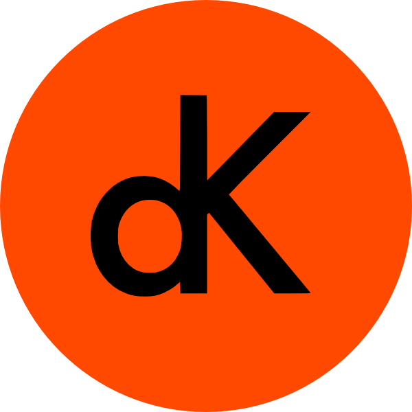Dk Logo On Orange Circle Clip Art - Logo Dk (600x600)