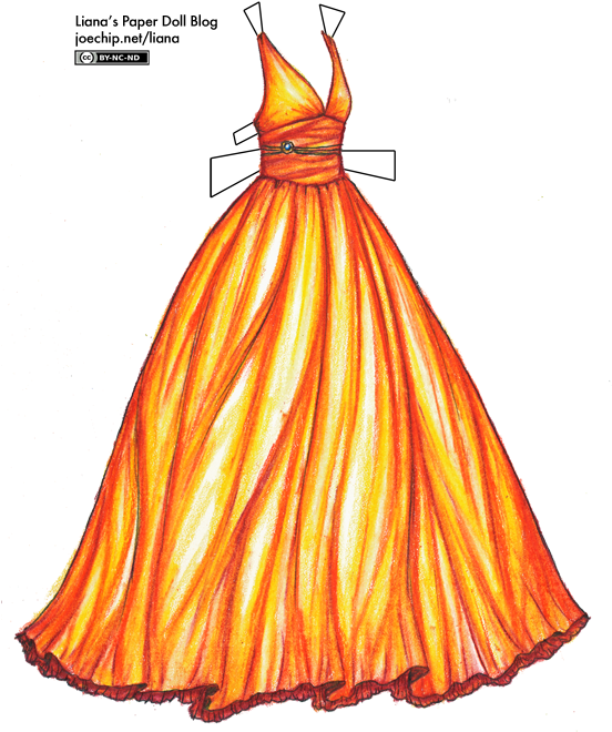 Drawn Gown Fire - Flame Dress (551x693)