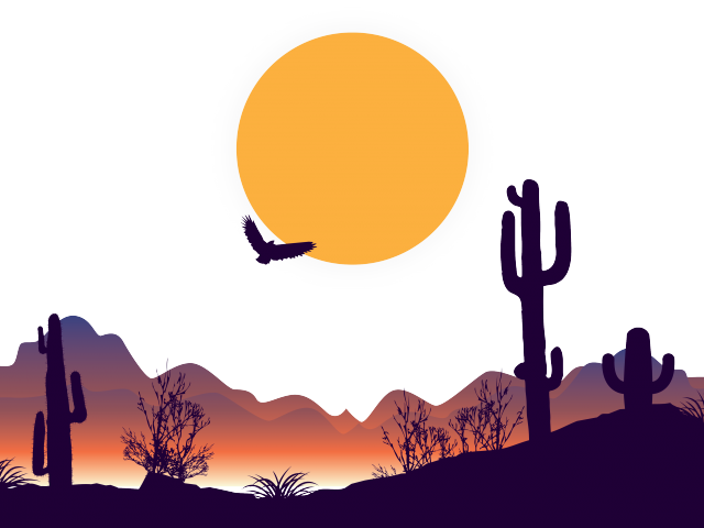 Dusk Clipart Transparent - Transparent Desert Silhouette (640x480)