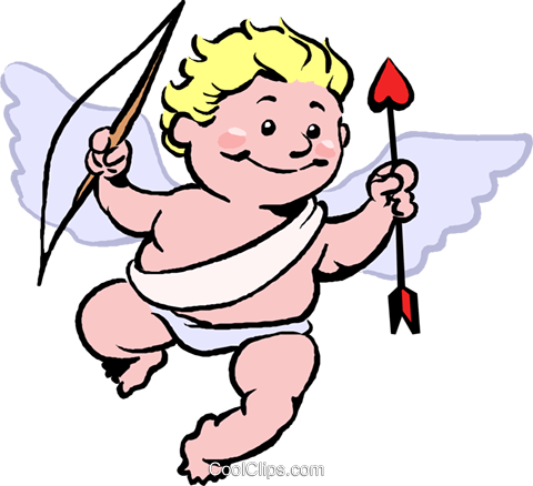 Cupid With Bow And Arrow Royalty Free Vector Clip Art - Cupid Clip Art (480x438)
