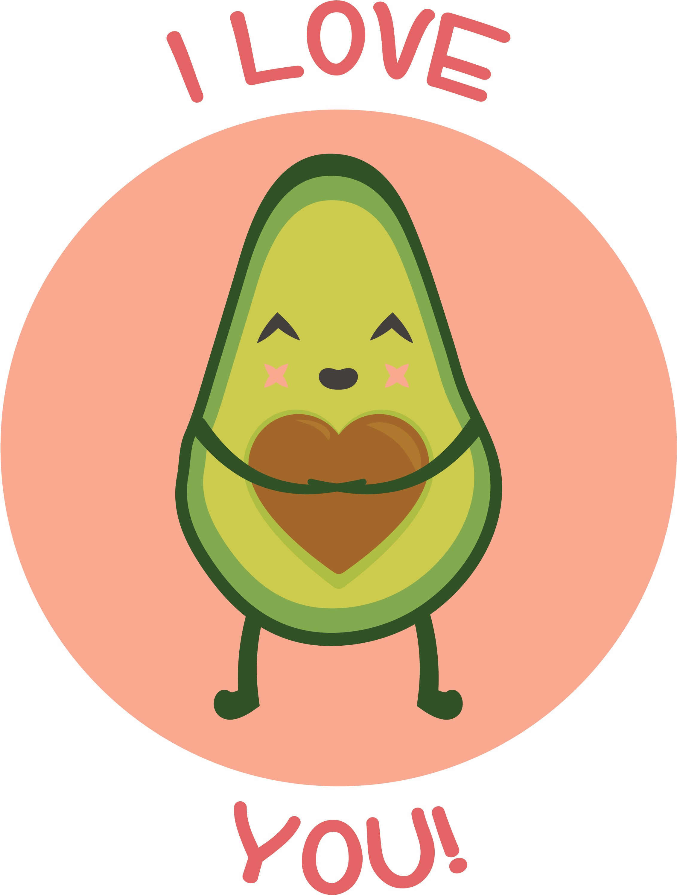 Cute Avocado Illustration - Avocado Love You (2481x3508)