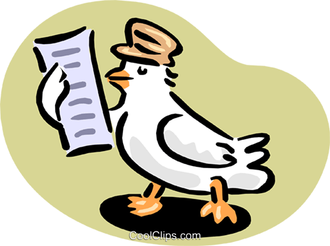 Pigeon Reading Message Royalty Free Vector Clip Art - Bricon (480x357)