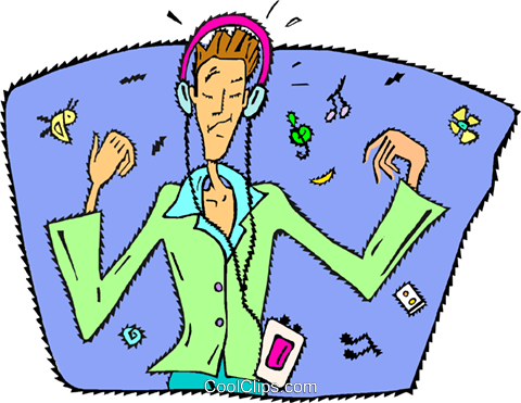 Listening To Walkman Royalty Free Vector Clip Art Illustration - Listening To Walkman Royalty Free Vector Clip Art Illustration (480x371)