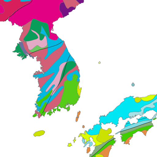 Regional Geology - Map Of North And South Korea (512x512)