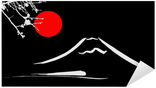 View Mount Fuji Kyoto And Osaka Flowers Red Sun Sticker - Graphic Design (400x400)