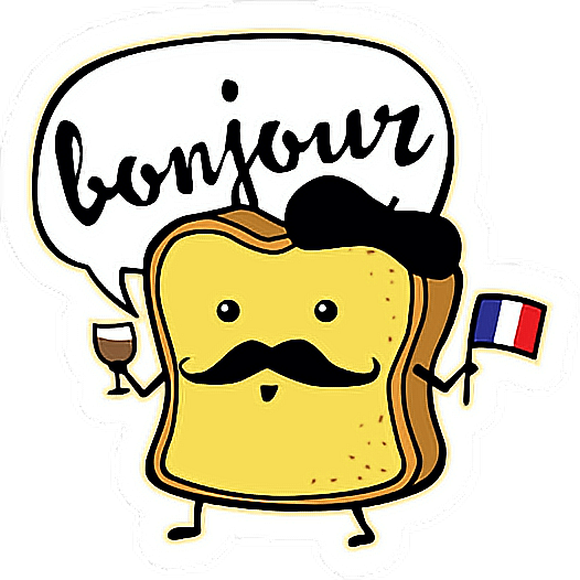 Breakfast Bread Bonjour France French Freetoedit - French Toast Cute (526x526)