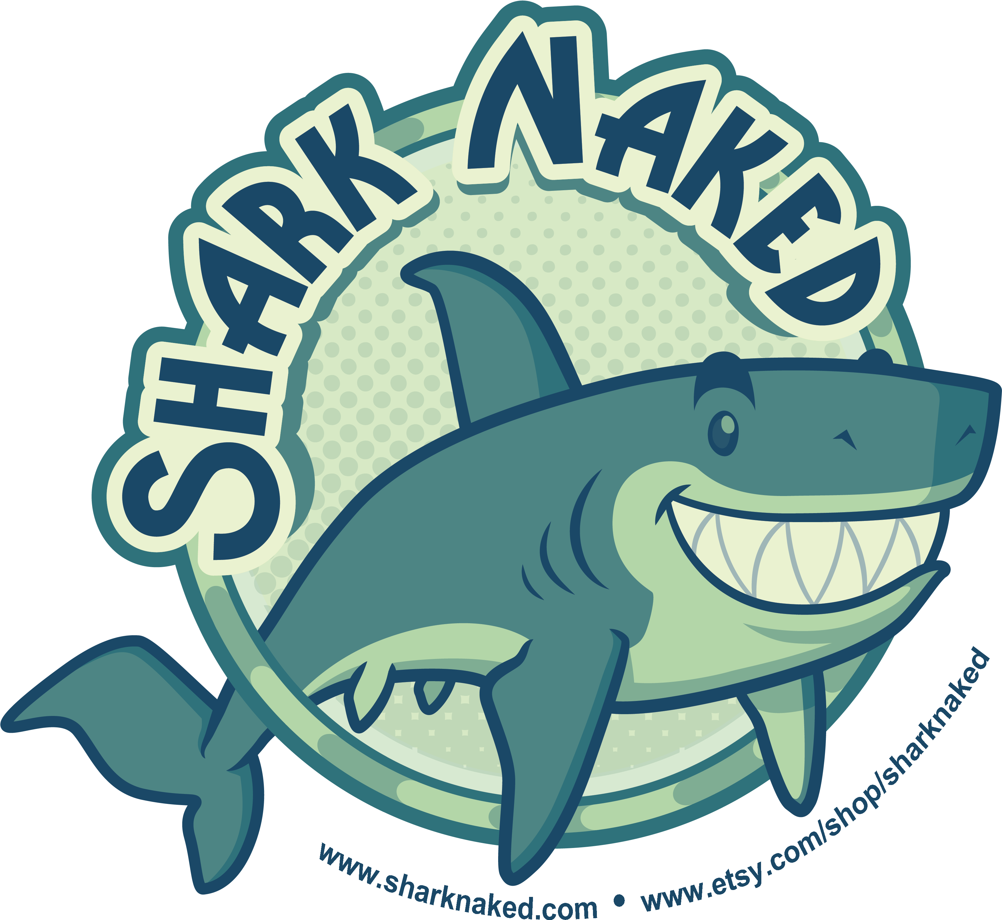 Shark Naked-sticker1 - Illustration (3600x3600)