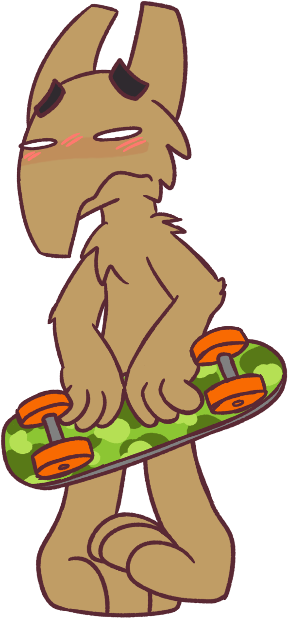 Naked Skateboard Monster - Cartoon (612x1288)