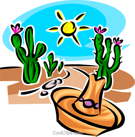 Cactus And A Hat Royalty Free Vector Clip Art Illustration - Cactus And A Hat Royalty Free Vector Clip Art Illustration (473x480)