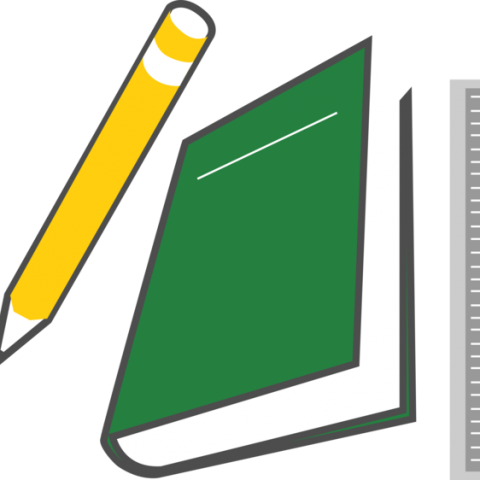 Book, Ruler And Pencil - Education Clip Art (480x480)