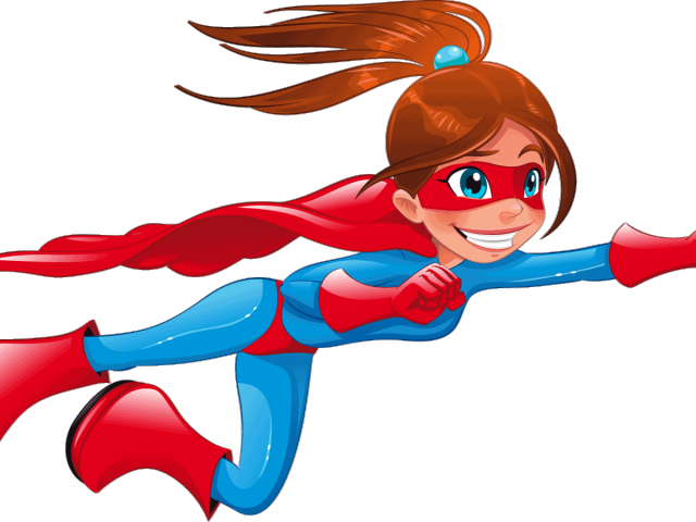 Batgirl Clipart Flying Superhero Girl - Superhero Cartoon Transparent (640x480)