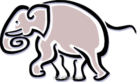 Elefante Livre De Direitos Vetores Clip Art Ilustração - 大 象 简 笔画 (480x289)