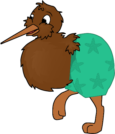 Little Kiwi In His Swimming Trunks - Illustration (800x600)