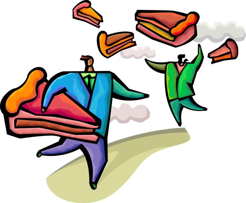 Vector Illustration Of Businessmen Grab Their Slice - Vector Illustration Of Businessmen Grab Their Slice (848x700)