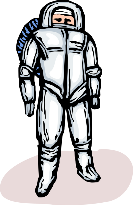 Vector Illustration Of Astronaut In Outer Space Pressurized - Sketch (453x700)