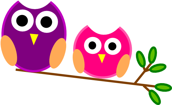 Free Two Cute Cartoon Owls Perched On A Branch Clip - Welcome To Our Classroom Sign Editable (600x406)