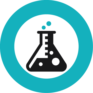 Blue Circle With A Science Beaker - Mitsui-soko Usa (367x367)