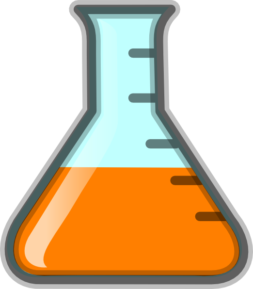 Orange Flask Clip Art - Science Bottle Clipart (522x596)