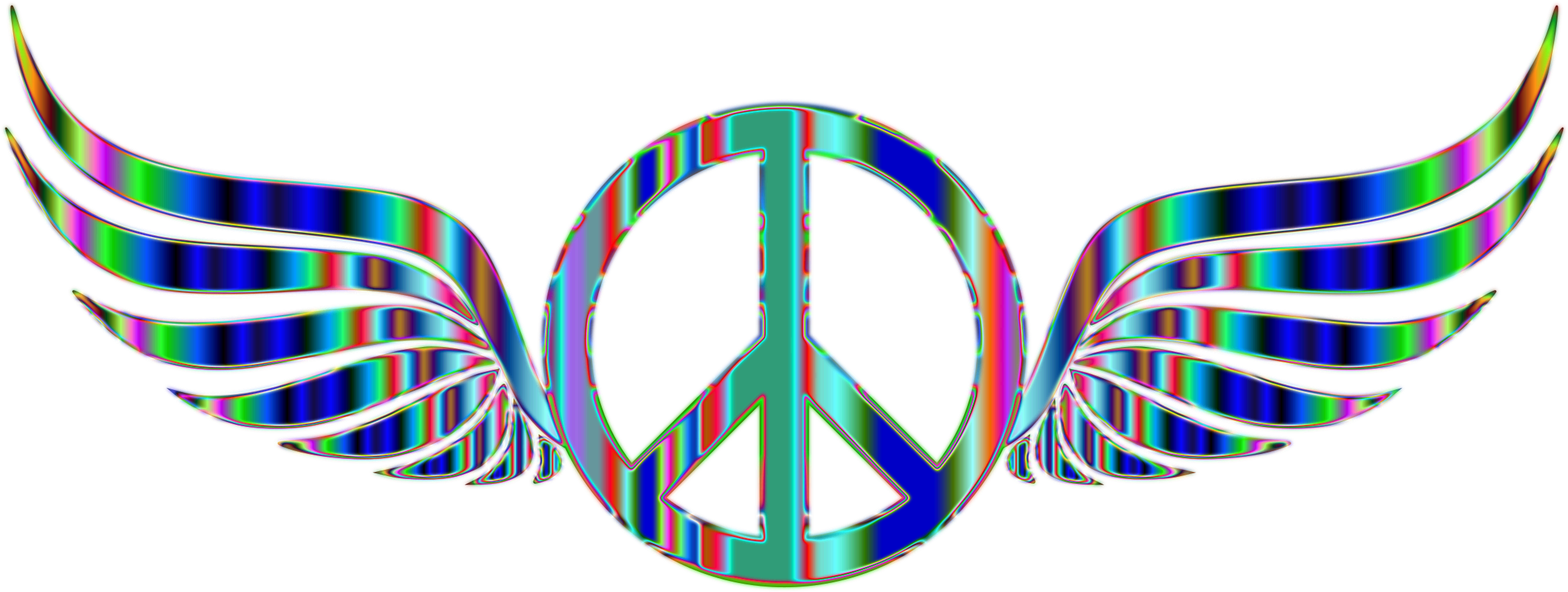 Peace Sign Wings Psychedelic 2 No Background - Peace Without Background (2400x917)