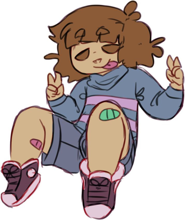 *draws Another Frisk W Peace Signs* By Ghostevp - Frisk Peace Sign Undertale (819x976)