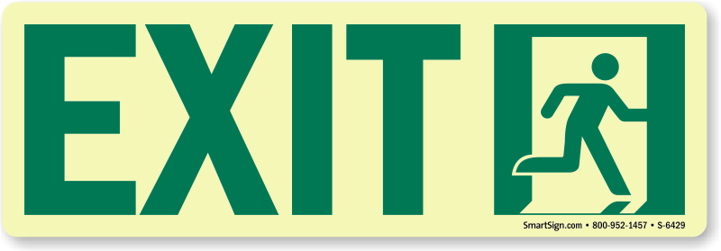 Zoom, Price, Buy - Glow In The Dark Exit Signs (800x279)