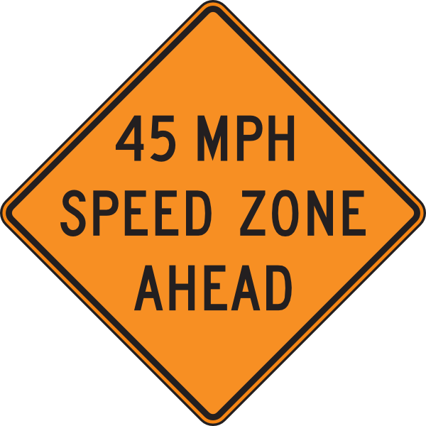 45 Orange Mph Speed Zone Ahead Clip Art At Clker - Left Lane Closed Sign (600x600)