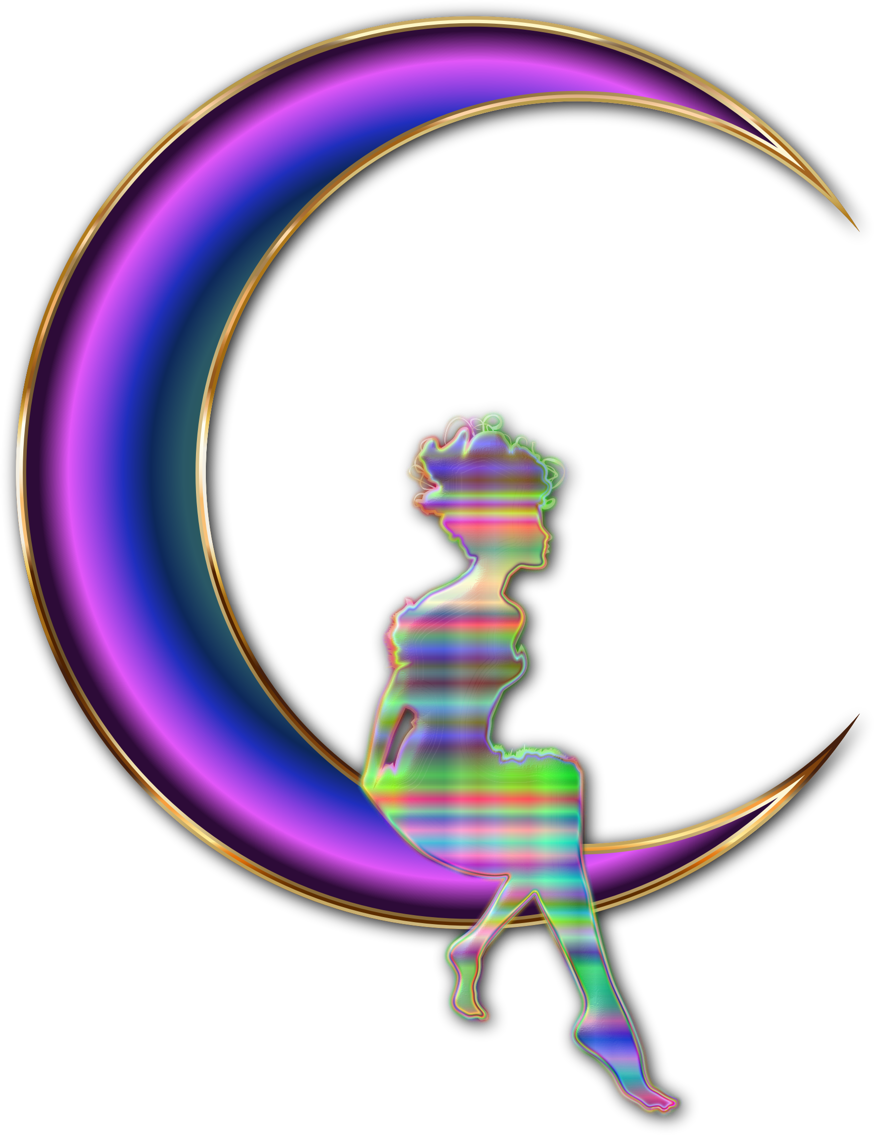 Fairy Sitting On Crescent Moon Enhanced No Background - Fairy Sitting On Crescent Moon Enhanced No Background (1766x2292)