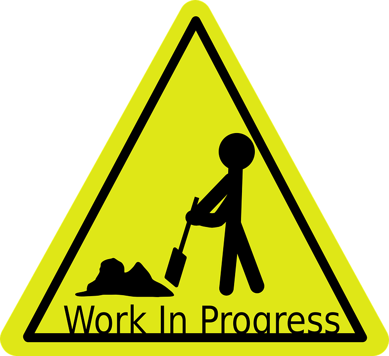 Sign, Signs, Symbols, Shovel, Road, Progress, Work - Work In Progress Sign (786x720)