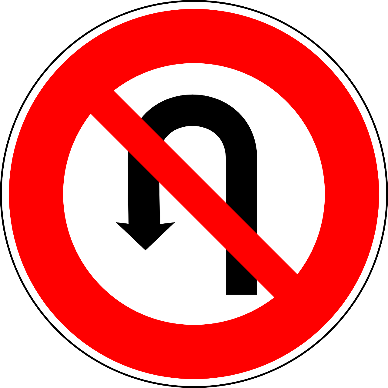 Regulatory Sign No U-turn, Traffic Sign, Sign, Regulatory - No U Turn Sign Png (1280x1280)