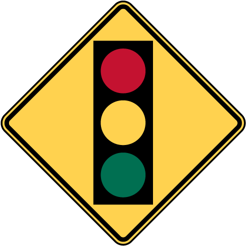 Sign Stop Ahead Ramp 35mph Left Arrow Traffic Light - Señal De Transito Semaforo (500x493)