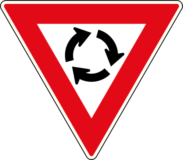 Yield At Circle - Symbolic Signs (600x525)