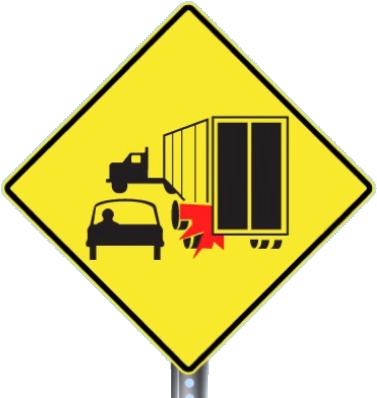 Truck Encroachment Sign - Rough Road Ahead Sign (392x400)