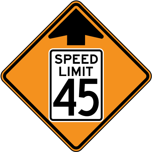 Speed Limit 45 Ahead Sign - Construction Speed Limit Sign (500x500)