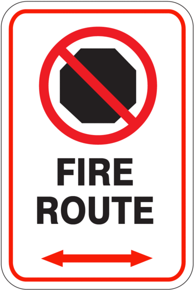 No Stop Fire Route Both Arrow Sign - Sign (400x600)