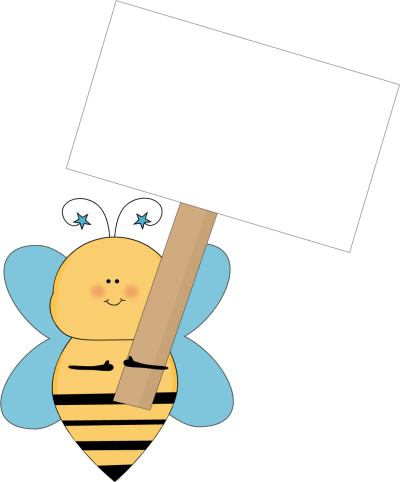 Blue Star Bee Holding A Blank Sign Clip Art - Clip Art (400x482)