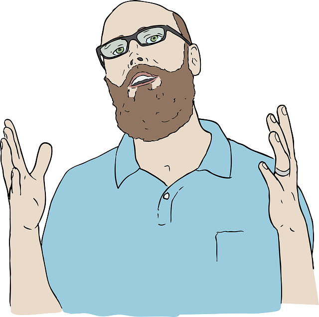 Mustache Man, Out, Shirt, Hands, Bears, Glasses, With, - Explaining Person Clipart (640x635)
