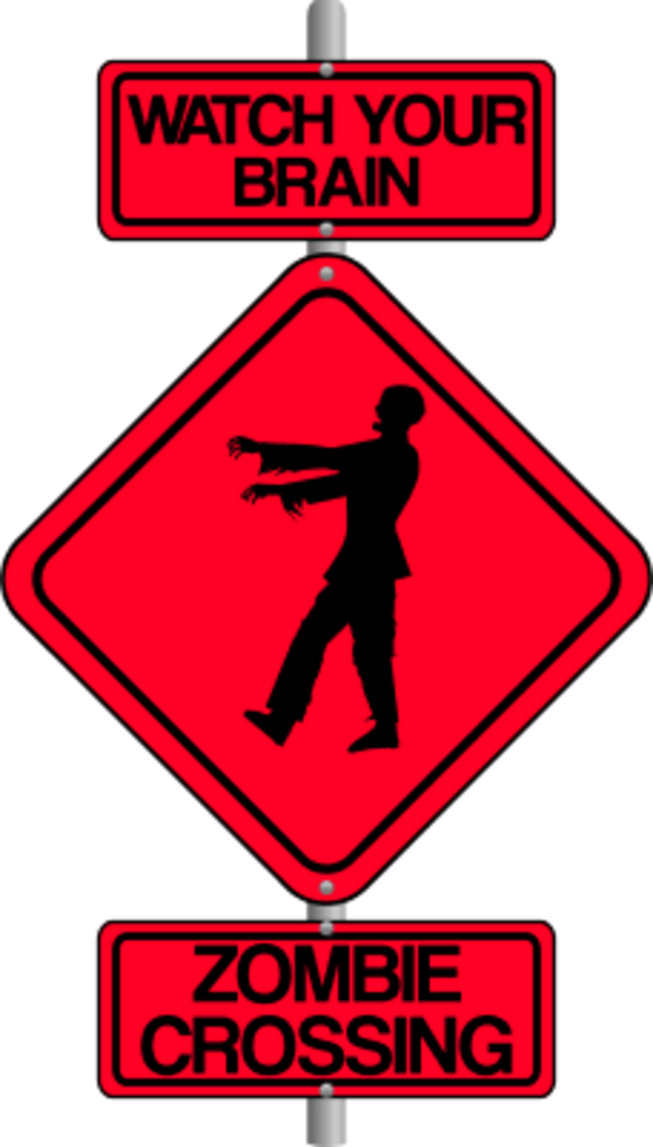 Zombie Crossing The Street Comic Traffic Sign - Zombiecrossing Journal (600x1053)