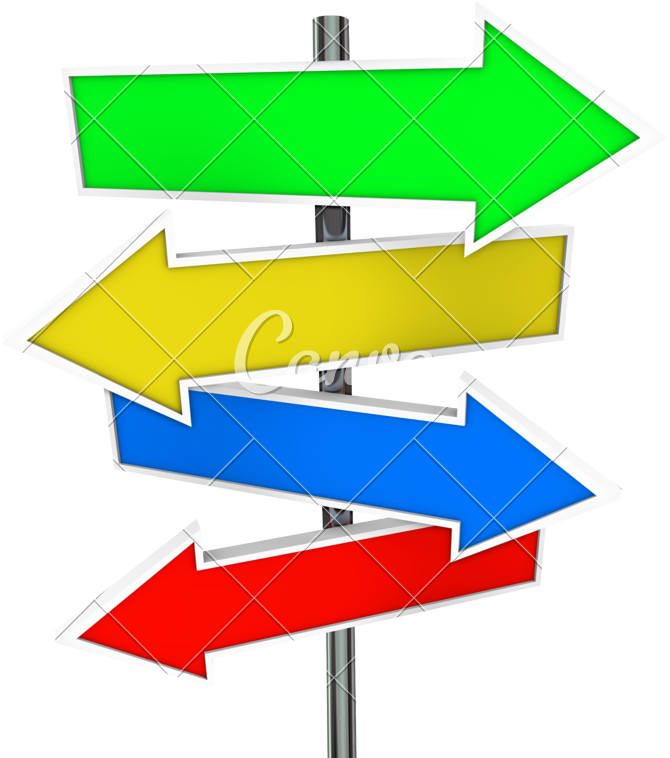 Arrow Direction Signs Four 4 Colorful Guide Post Copyspace - Advanced Product Quality Planning (800x800)