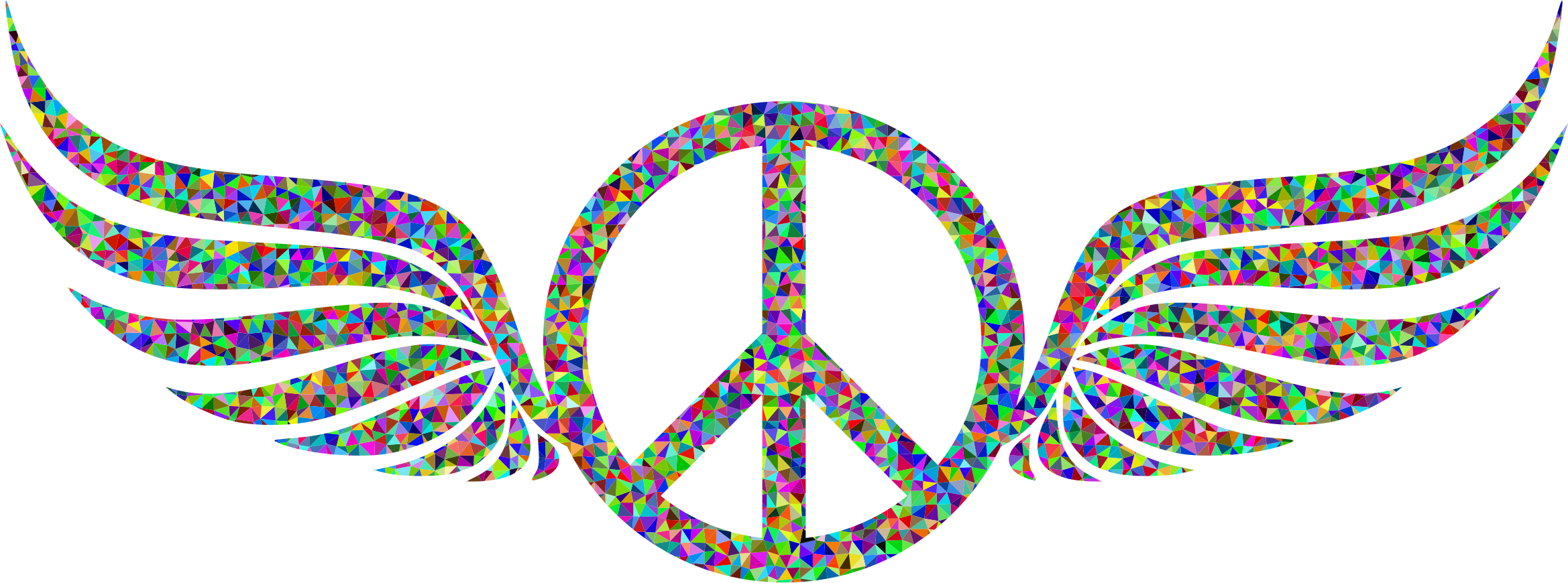 Low Poly Peace Sign Wings - Peace Silhouette (2338x870)