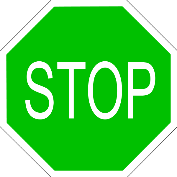 Pictures Of Stop Sign - Stop Sign Colored Green (600x600)