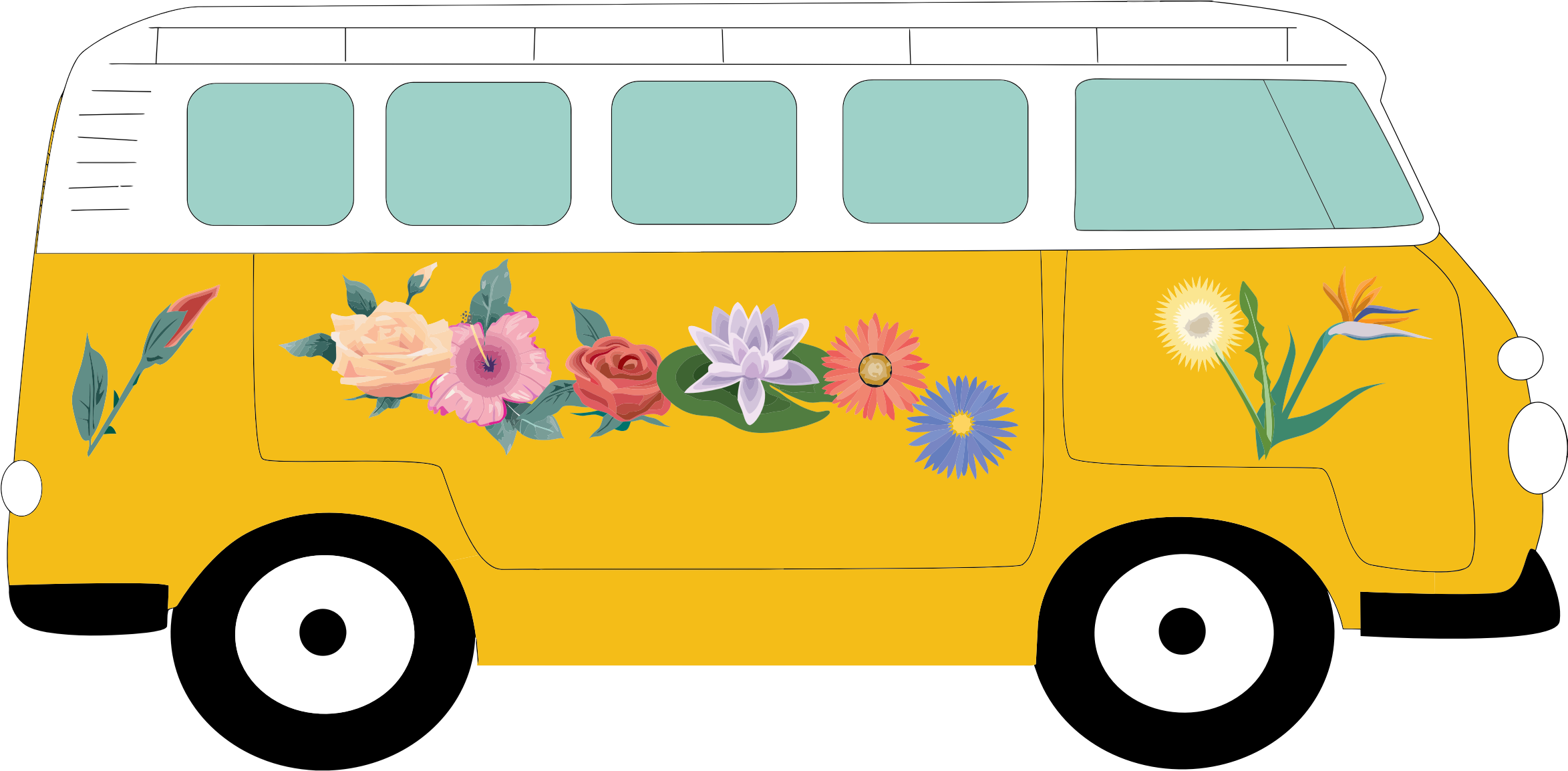 Clipart Vw Van Camper Cartoon 2347x1154 Png Clipart Download