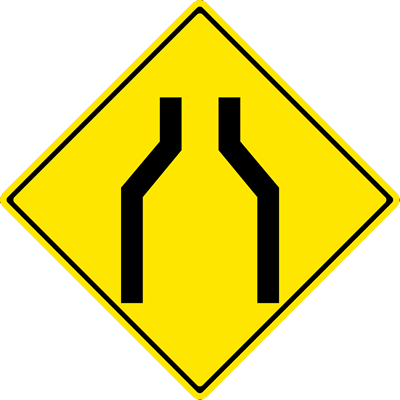 Road Narrows - Deer Crossing Road Sign (400x400)