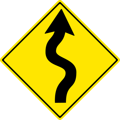 S-curve To The Right - Stop Sign Ahead Sign (400x400)