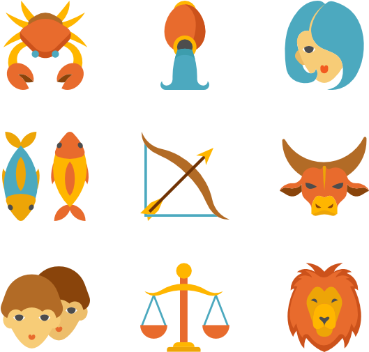 Linear Color Zodiac Signs - Zodiac Sign Icons (600x564)