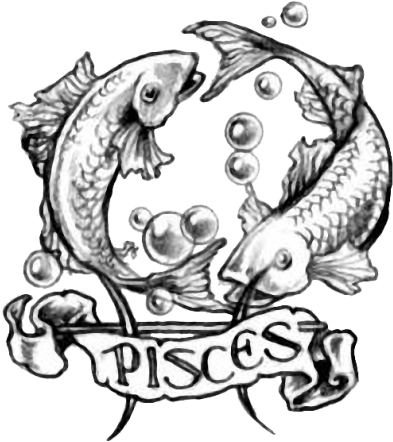 Horoscope Sign, Sign, Taurus, Zodiac, Zodiac Desing - Pisces Black And White (400x447)